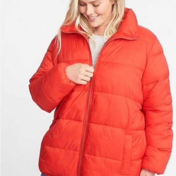 Old Navy Oversized Red Puffer Jacket 